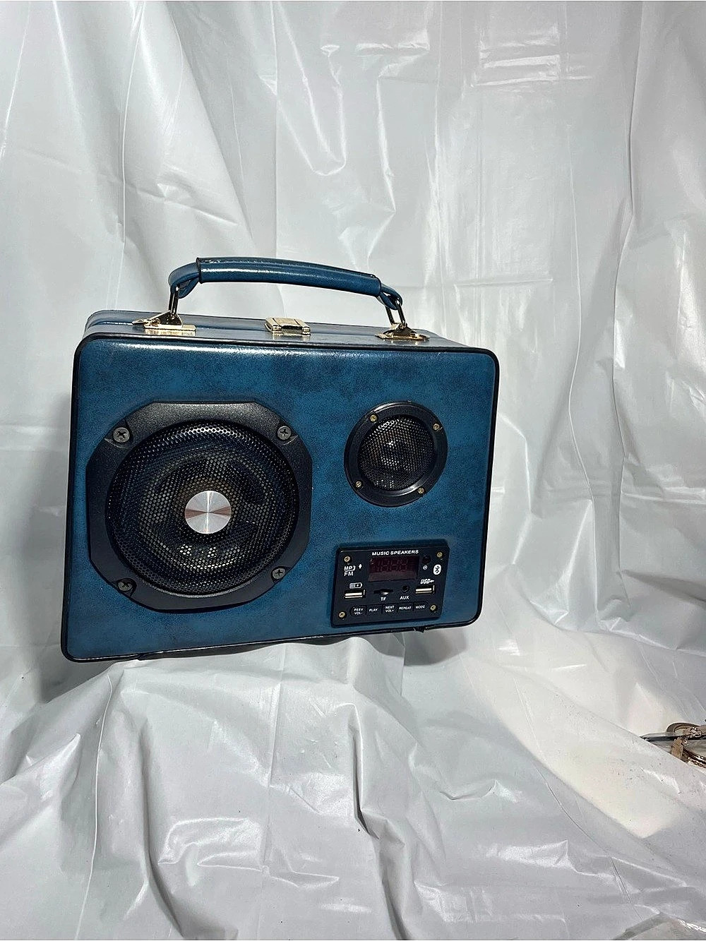 Bluetooth Speaker Satchel Shoulder Handbag Blue Portable Radio
